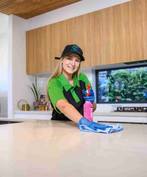 Professional office cleaning team at work